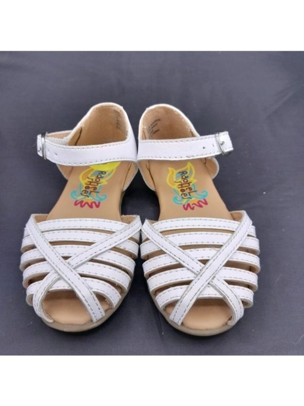 CUTE TODDLER GIRLS RACHEL SANDLES "LIL MARISOL" WHITE STRAPPY BUCKLES SIZE 5M